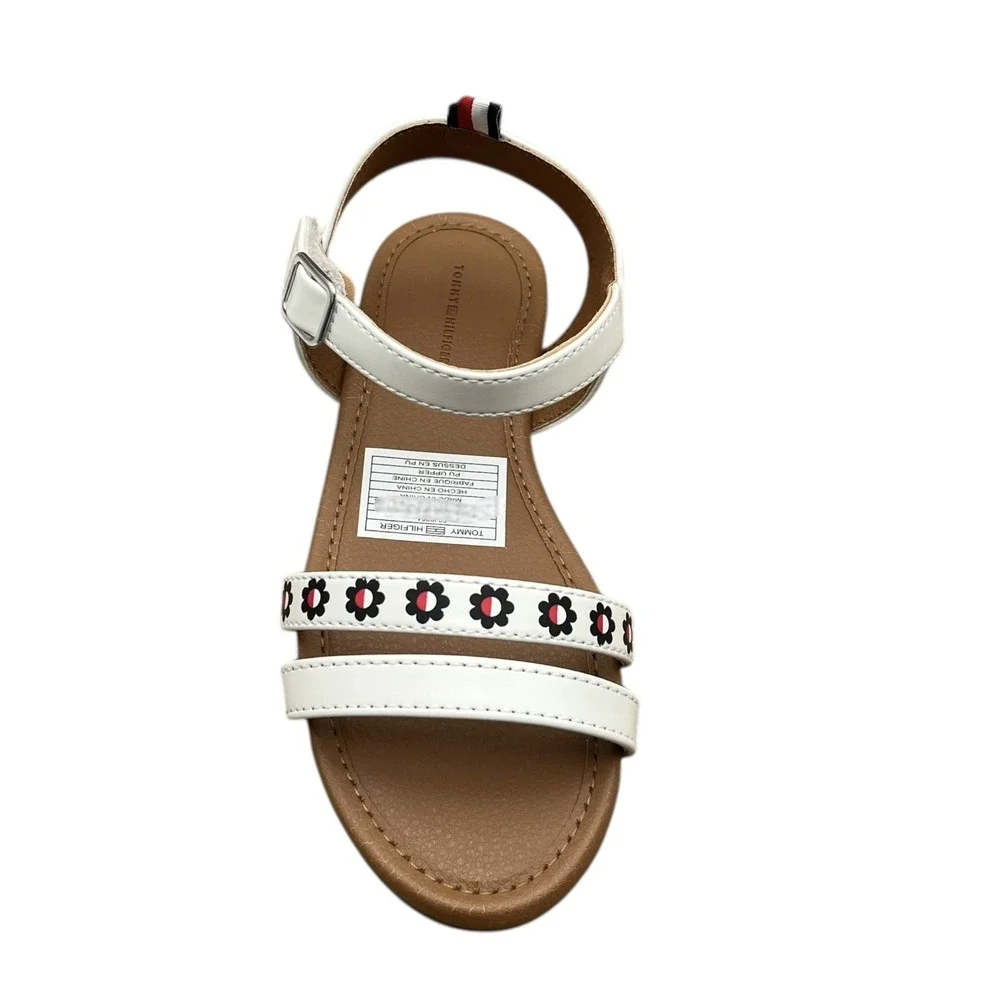 Tommy Hilfiger Youth Girls Slip-on Casual Sandals Size 1Y White‎ Floral Strap